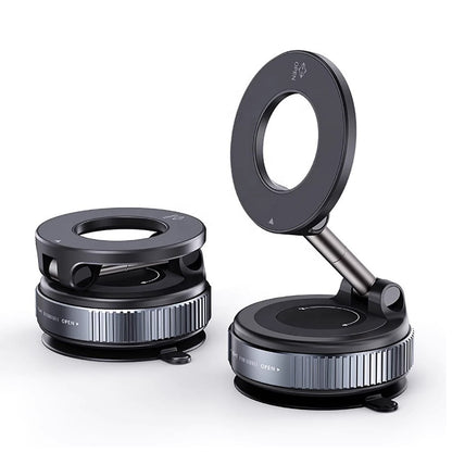 Universal magnetic car mount vacuum suction base close-up